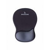 Tapis de souris ergonomique Ergozone noir avec repose-poignet en mousse, sur fond blanc