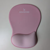 Tapis de souris ergonomique Ergozone rose vu de dessus, repose-poignet en mousse
