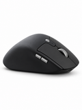 Souris ergonomique verticale sans fil noire, vue de trois quarts